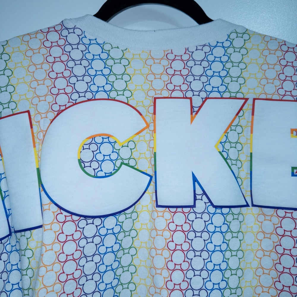 New Disney Parks White Mickey Mouse Rainbow Pride Unisex Spirit Jersey Size XXL - Picture 6 of 6